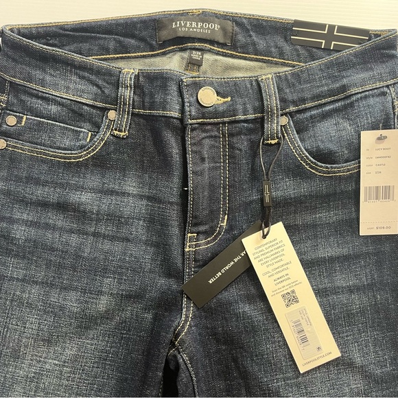 Liverpool Dark Blue Flare Jeans - Picture 4 of 9